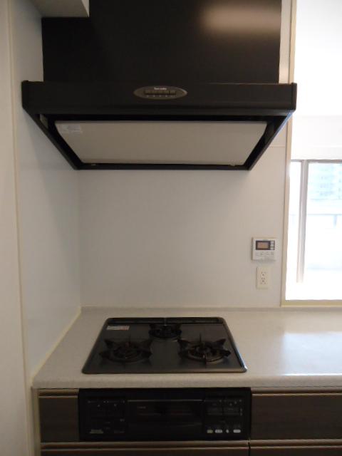 Kitchen. Stove burner, Ventilation fan shooting