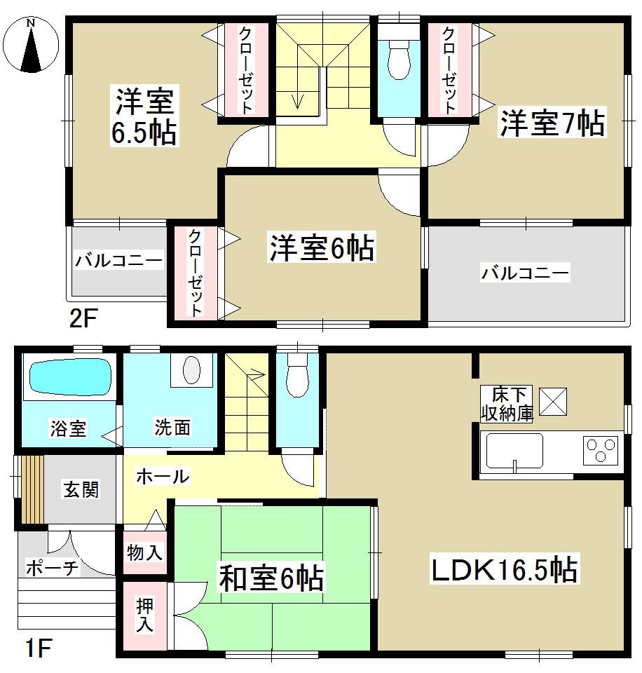 Floor plan. 26,800,000 yen, 4LDK, Land area 112.93 sq m , Building area 98.01 sq m   ◆ All room 6 quires more ◆ 