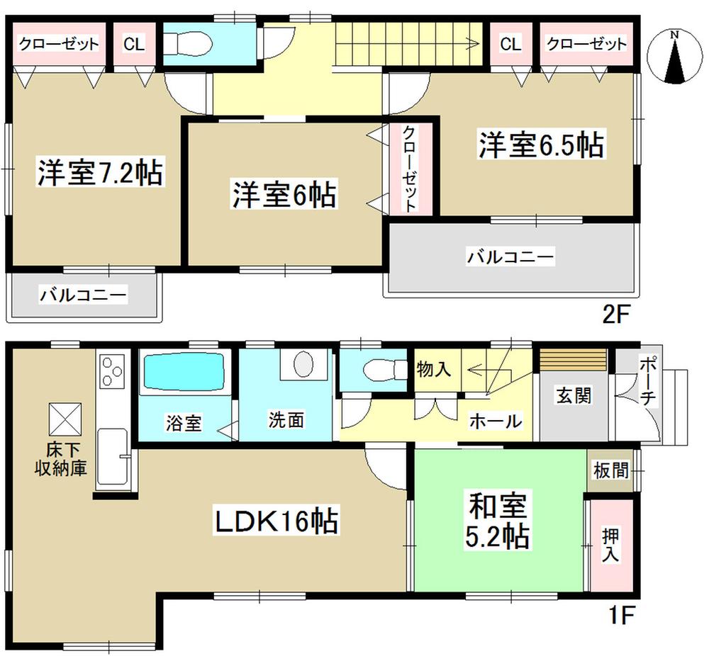 Floor plan. 26,300,000 yen, 4LDK, Land area 109.94 sq m , Building area 98.81 sq m   ◆ Zenshitsuminami direction ◆ 