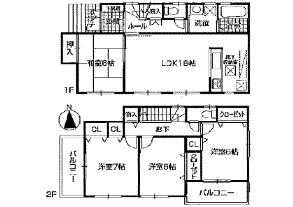 Floor plan. (1 Building), Price 27.3 million yen, 4LDK, Land area 113.2 sq m , Building area 98.42 sq m