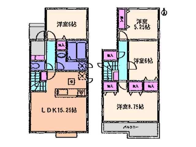 Floor plan. 24,800,000 yen, 4LDK, Land area 119.22 sq m , Building area 96.07 sq m