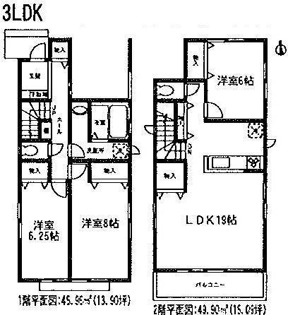 Floor plan. (D Building), Price 28.5 million yen, 3LDK, Land area 119.29 sq m , Building area 95.86 sq m