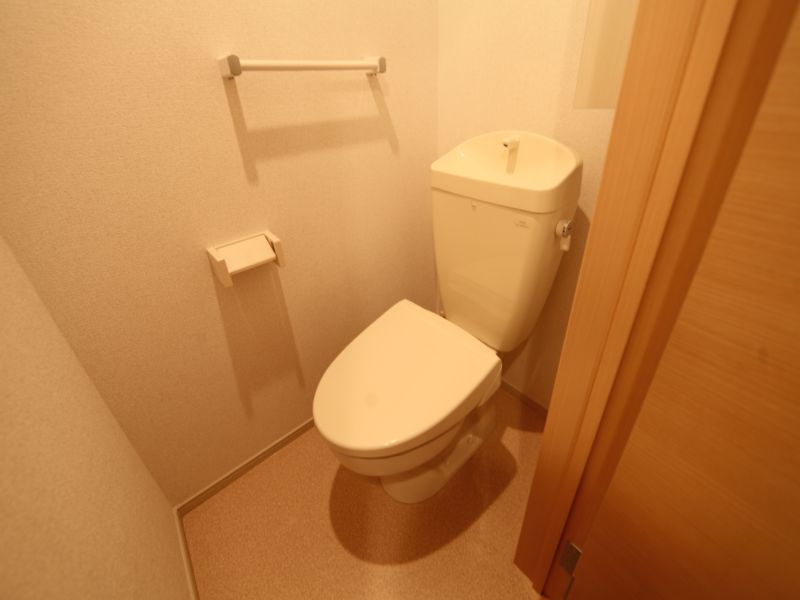 Toilet. A heated toilet seat There shelf