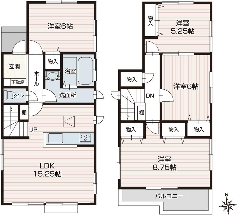 Floor plan. 24,800,000 yen, 4LDK, Land area 119.22 sq m , Building area 96.07 sq m