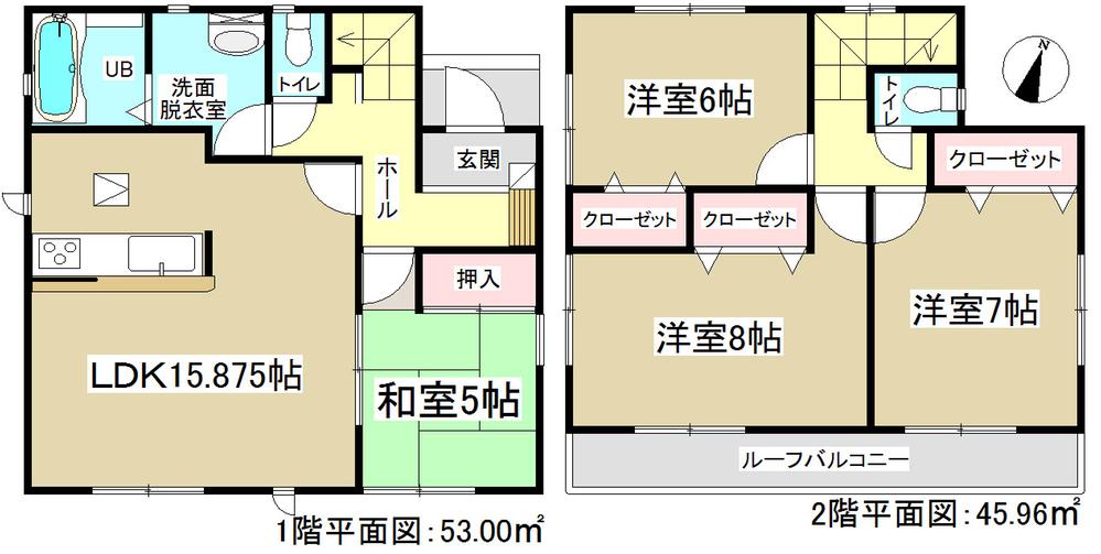 Floor plan. 27,800,000 yen, 4LDK, Land area 120.47 sq m , Building area 98.96 sq m   ◆ With south roof balcony ◆ 