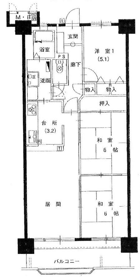 Floor plan. 3LDK, Price 12.8 million yen, Occupied area 70.76 sq m , Balcony area 9.8 sq m occupied area 70.76 square meters Balcony 9.80 square meters