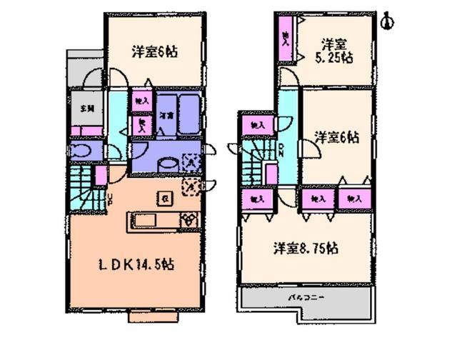 Floor plan. 28.5 million yen, 4LDK, Land area 119.21 sq m , Building area 96.07 sq m