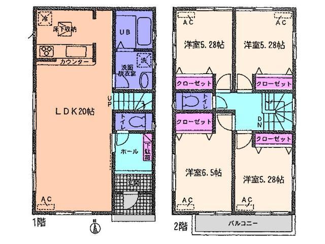Floor plan. 24.5 million yen, 4LDK, Land area 137.05 sq m , Building area 97.72 sq m