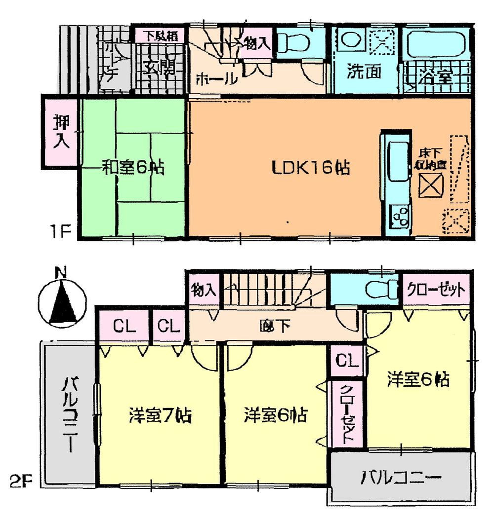 Floor plan. (1 Building), Price 27.3 million yen, 4LDK, Land area 113.2 sq m , Building area 98.42 sq m