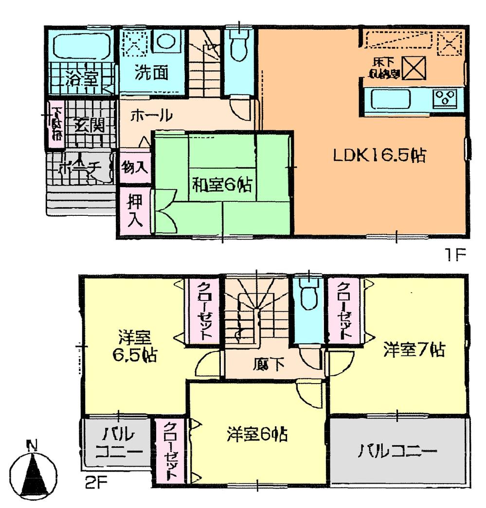 Floor plan. (Building 2), Price 26,800,000 yen, 4LDK, Land area 112.93 sq m , Building area 98.01 sq m
