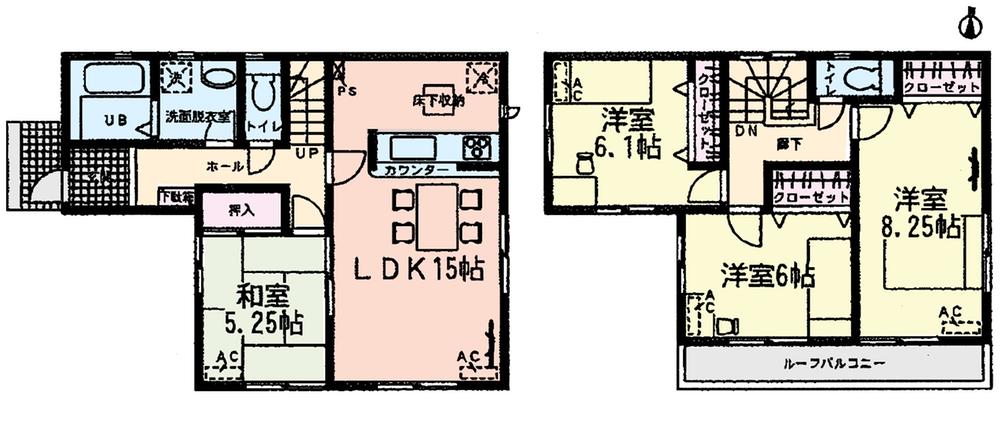 Floor plan. (1 Building), Price 25,800,000 yen, 4LDK, Land area 126.68 sq m , Building area 98.56 sq m