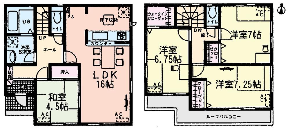 Floor plan. (Building 2), Price 22,900,000 yen, 4LDK, Land area 151.07 sq m , Building area 99.79 sq m