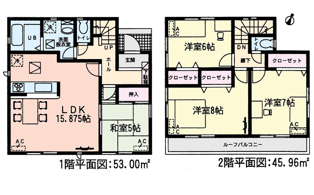 Floor plan. (Building 2), Price 27,800,000 yen, 4LDK, Land area 120.47 sq m , Building area 98.96 sq m