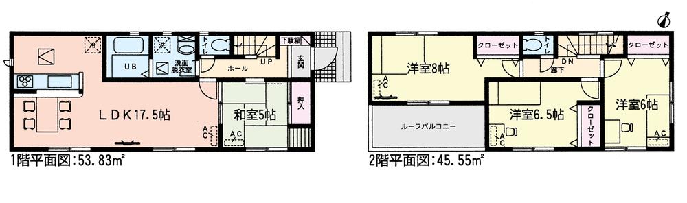 Floor plan. (3 Building), Price 22,800,000 yen, 4LDK, Land area 128.02 sq m , Building area 99.38 sq m