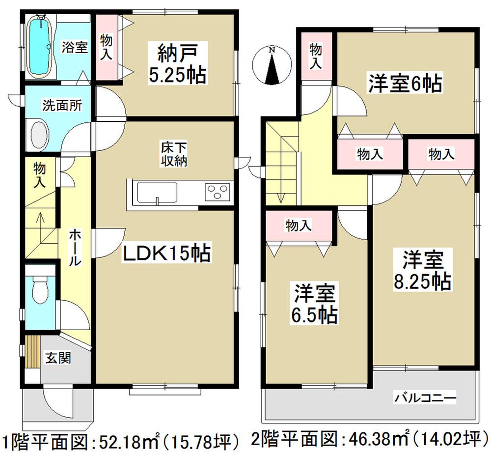 Floor plan. 27,800,000 yen, 3LDK + S (storeroom), Land area 108.89 sq m , Building area 98.56 sq m   ◆ Facing south ◆ 