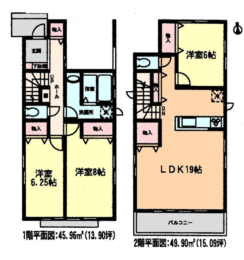 Floor plan. (D Building), Price 28,300,000 yen, 3LDK, Land area 119.29 sq m , Building area 95.86 sq m