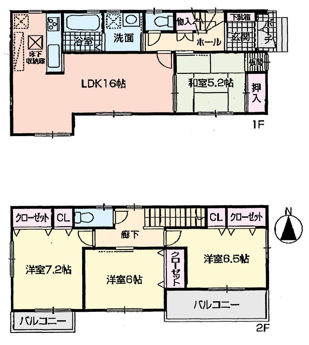 Floor plan. (Building 2), Price 25,300,000 yen, 4LDK, Land area 109.94 sq m , Building area 98.81 sq m