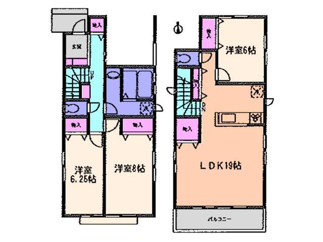 Floor plan. 28.5 million yen, 3LDK, Land area 119.29 sq m , Building area 95.86 sq m
