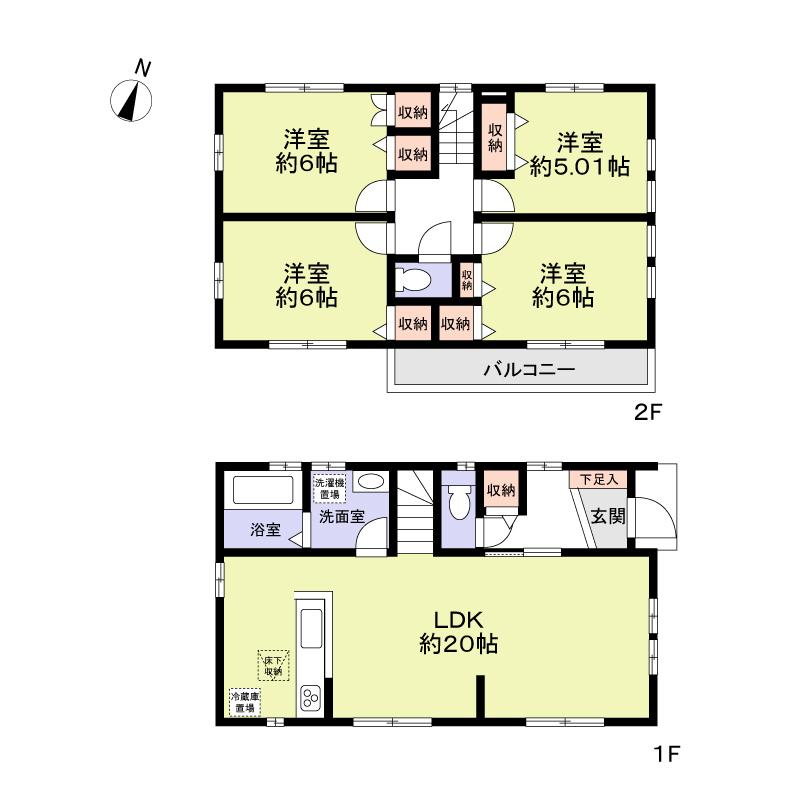 Floor plan. 36,300,000 yen, 4LDK, Land area 104 sq m , Building area 98.53 sq m