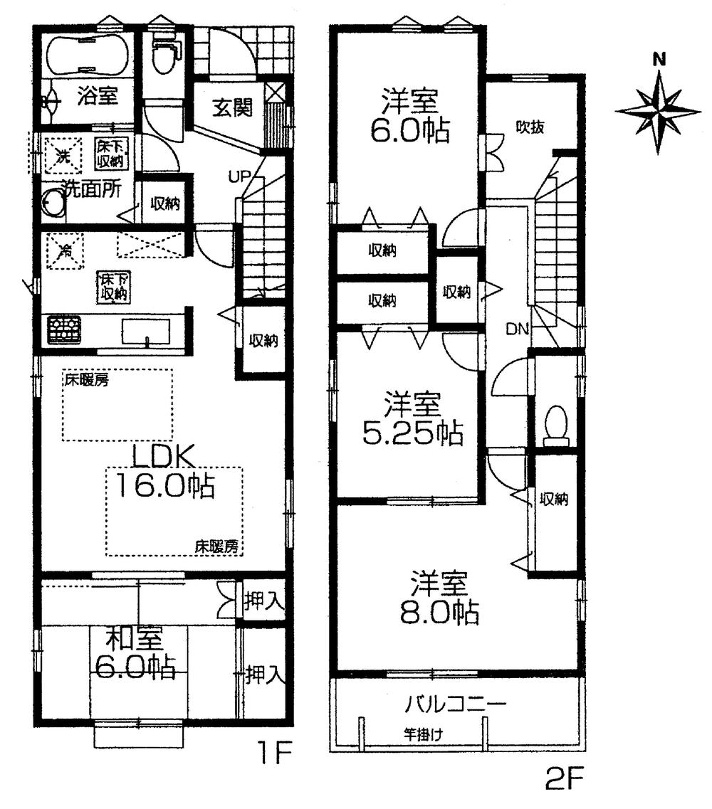 Floor plan. (Building 2), Price 37,900,000 yen, 4LDK, Land area 119.11 sq m , Building area 104.96 sq m