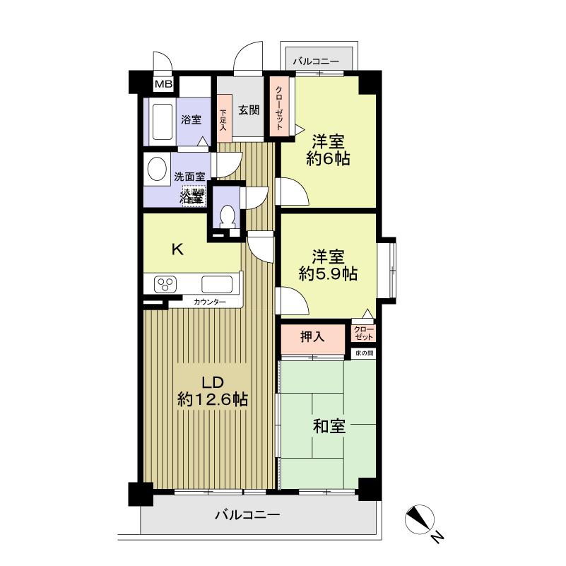 Floor plan. 3LDK, Price 18.9 million yen, Occupied area 70.11 sq m , Balcony area 8.54 sq m 3LDK