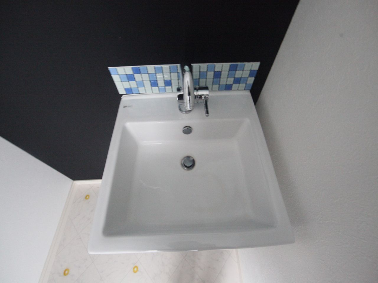 Washroom. Stylish independent wash basin