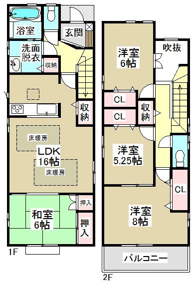 Floor plan. (Building 2), Price 37,900,000 yen, 4LDK, Land area 119.11 sq m , Building area 104.96 sq m