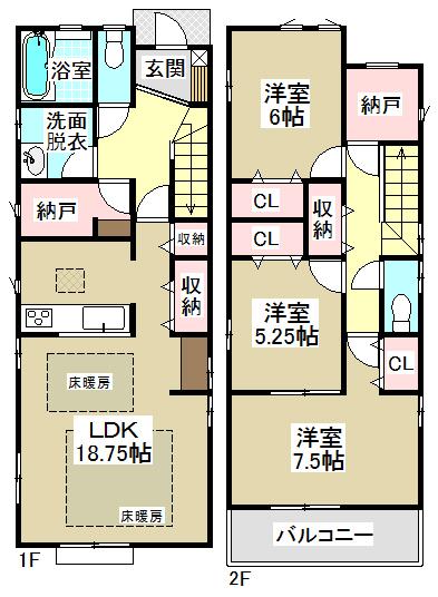 Floor plan. (3 Building), Price 37,900,000 yen, 3LDK+S, Land area 119.11 sq m , Building area 105.16 sq m