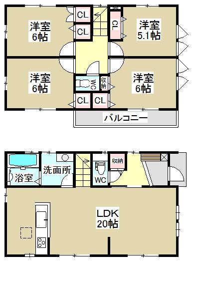 Floor plan. 36,300,000 yen, 4LDK, Land area 104 sq m , Building area 98.53 sq m