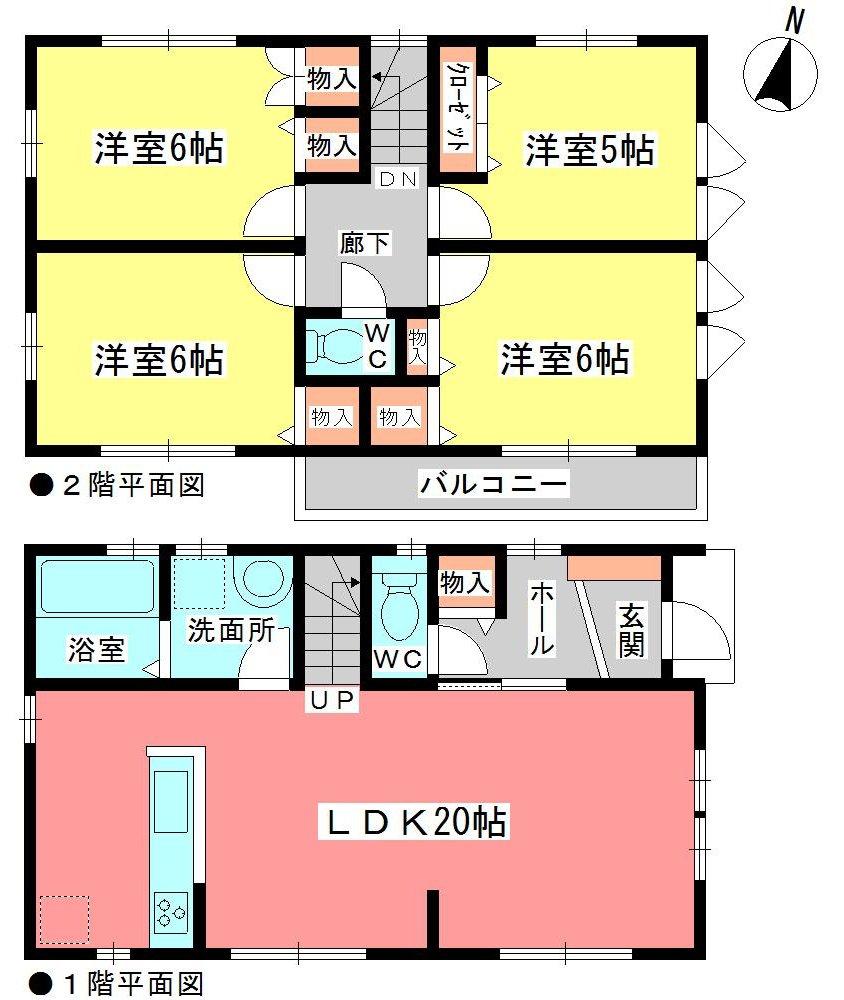 Floor plan. (Building 2), Price 36,300,000 yen, 4LDK, Land area 104 sq m , Building area 98.53 sq m