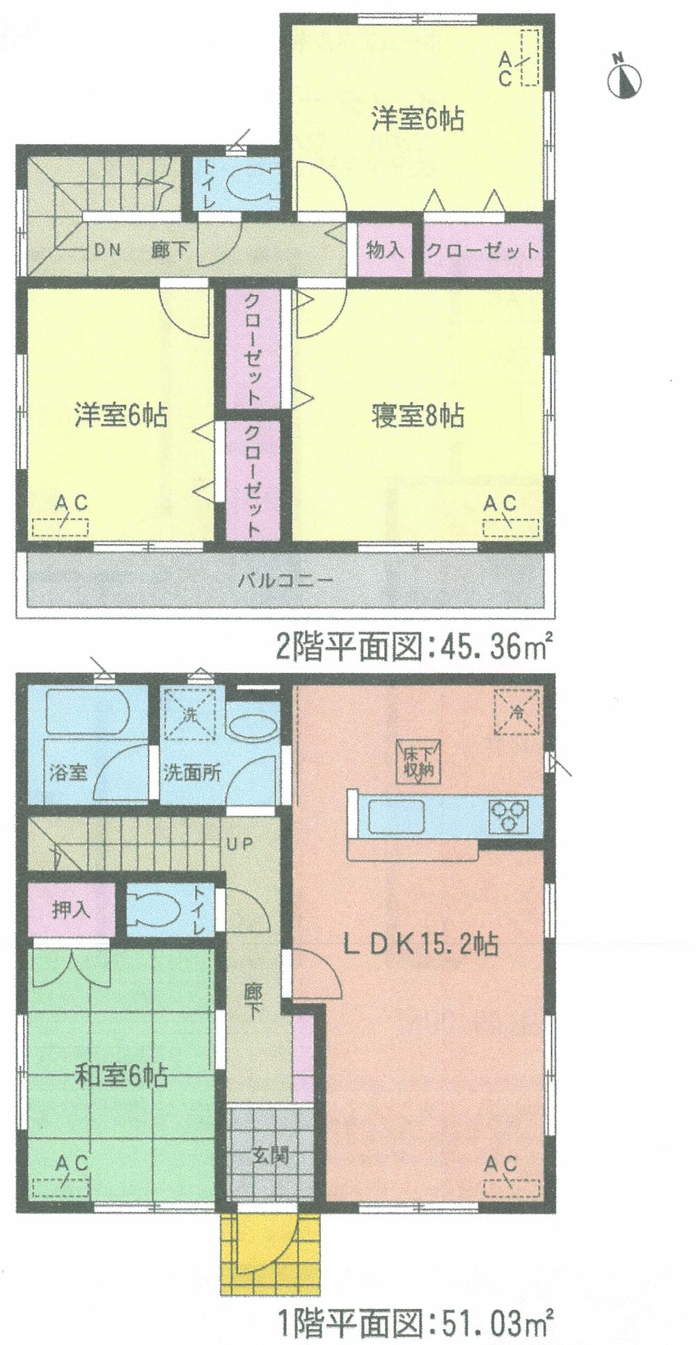 Floor plan. (Building 2), Price 34,900,000 yen, 4LDK, Land area 164.79 sq m , Building area 96.39 sq m