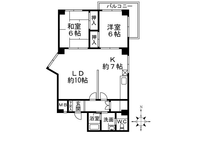 Floor plan. 2LDK, Price 11.8 million yen, Occupied area 70.21 sq m