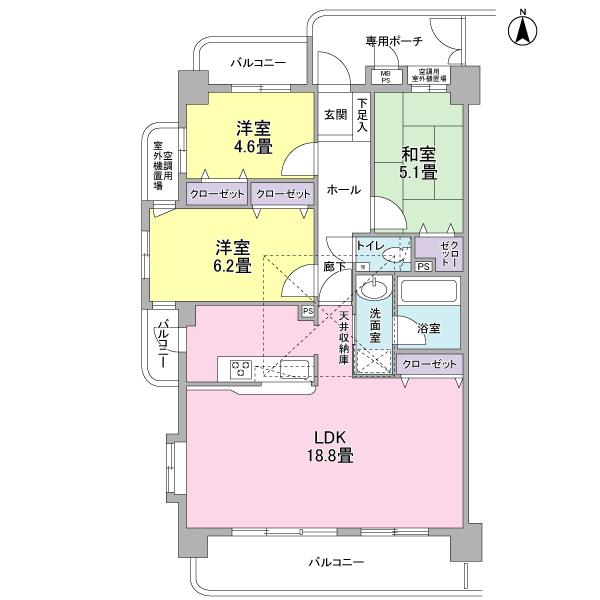 Floor plan. 3LDK + S (storeroom), Price 21.9 million yen, Occupied area 79.53 sq m , Balcony area 15.07 sq m