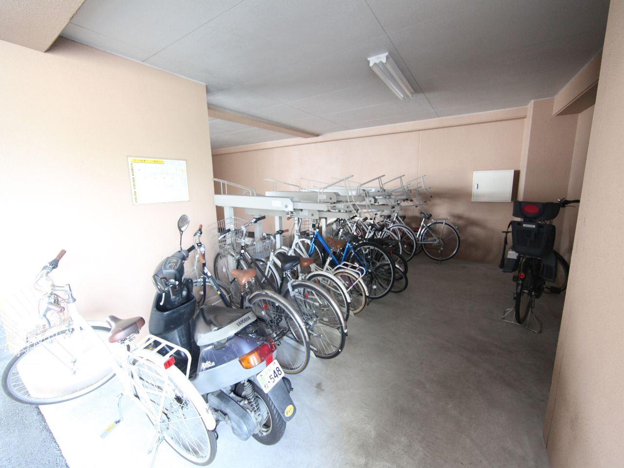 Other common areas. Bicycle parking lot equipped with roof