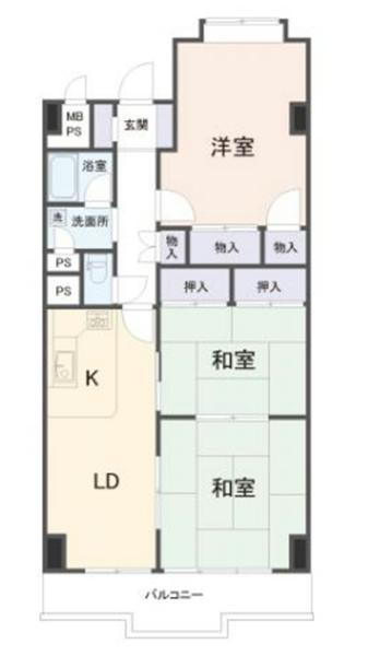 Floor plan. 3LDK, Price 8.5 million yen, Footprint 74.1 sq m , Balcony area 8.25 sq m