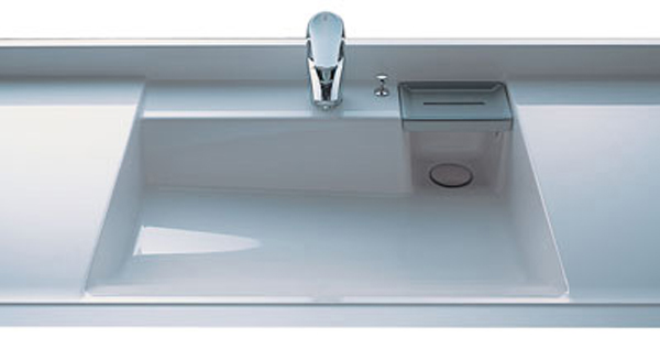 Bathing-wash room.  [Counter-integrated basin bowl] Stylish design that wash bowl and the counter has become integrally. Since there is no seam it is easy to clean (same specifications)
