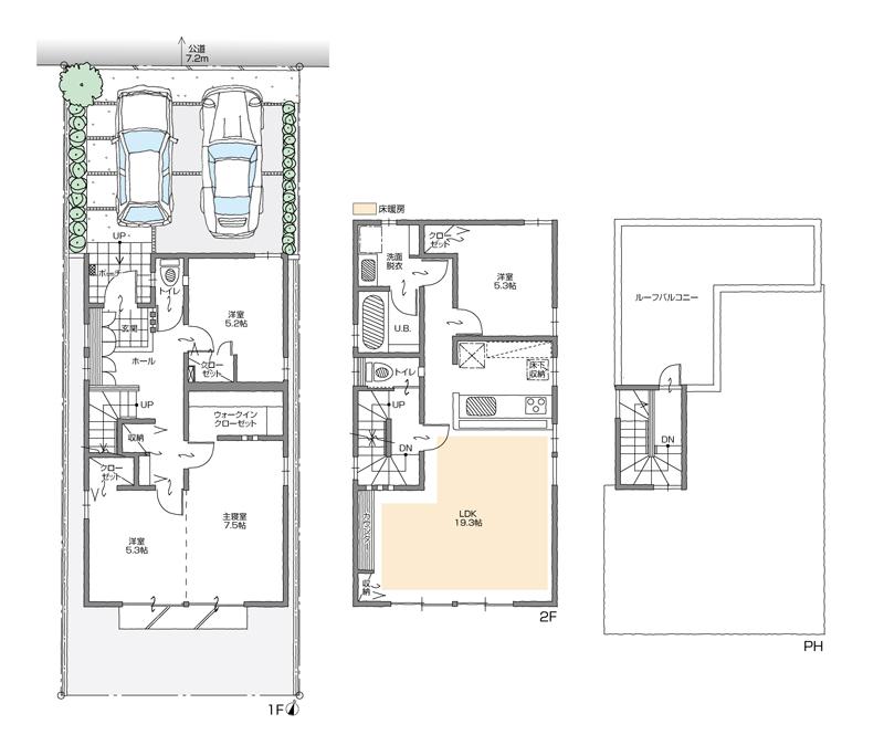 Floor plan. (A Building), Price 40,800,000 yen, 4LDK+S, Land area 111.44 sq m , Building area 112.3 sq m