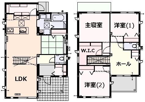 Floor plan. (Aratamabashi model building), Price 86,800,000 yen, 3LDK, Land area 174.88 sq m , Building area 124.73 sq m