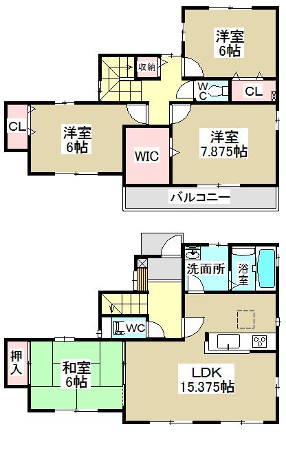 Floor plan. (4 Building), Price 40,800,000 yen, 4LDK, Land area 104 sq m , Building area 101.43 sq m