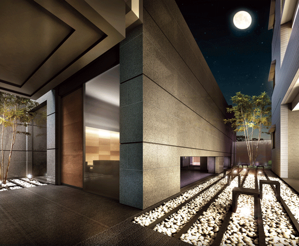 Features of the building.  [courtyard] Rendering