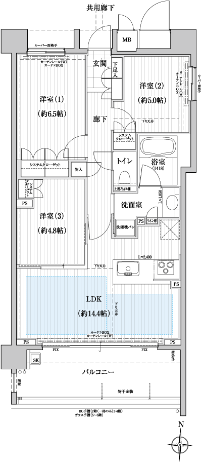 Floor: 3LDK, occupied area: 68.19 sq m