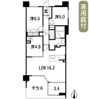 Floor: 3LDK, occupied area: 76.94 sq m