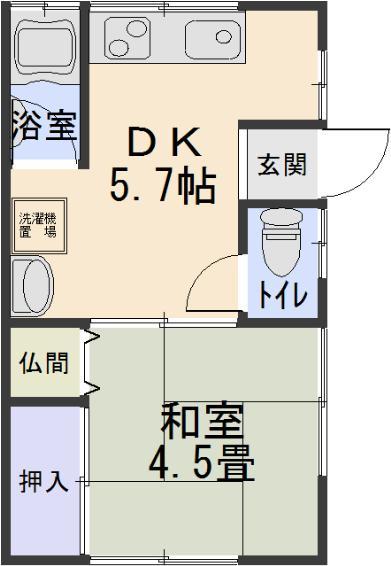 Floor plan. 9.8 million yen, 1DK, Land area 64.92 sq m , Building area 23.02 sq m