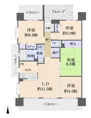 Floor plan. 4LDK, Price 18.5 million yen, Occupied area 75.45 sq m , Balcony area 16.42 sq m