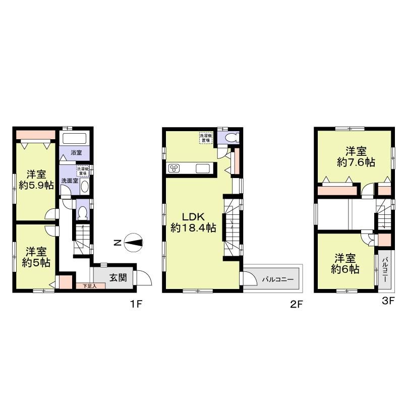 Floor plan. 36,800,000 yen, 4LDK, Land area 85.71 sq m , Building area 103.91 sq m 3F-denominated