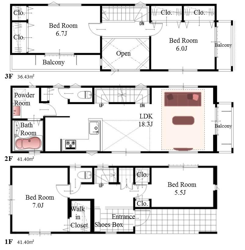 Floor plan. (C Building), Price 34,800,000 yen, 4LDK, Land area 80.55 sq m , Building area 119.23 sq m