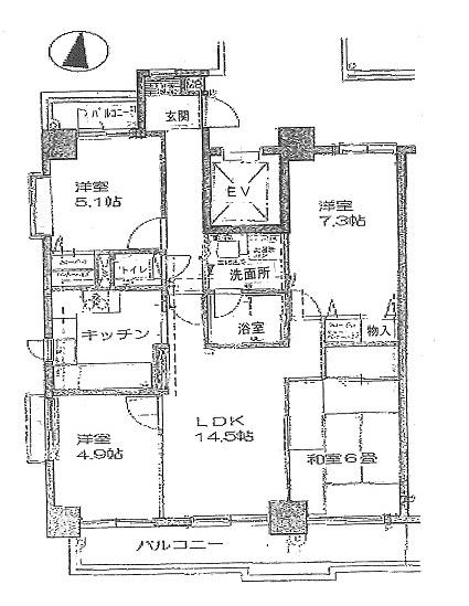 Floor plan. 4LDK, Price 14.8 million yen, Occupied area 78.67 sq m , Balcony area 12.61 sq m