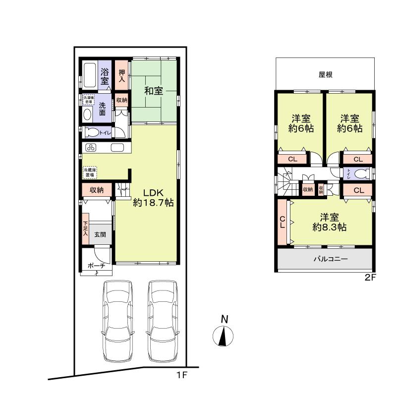 Floor plan. 45,800,000 yen, 4LDK, Land area 114.67 sq m , Building area 107.67 sq m 4LDK! 