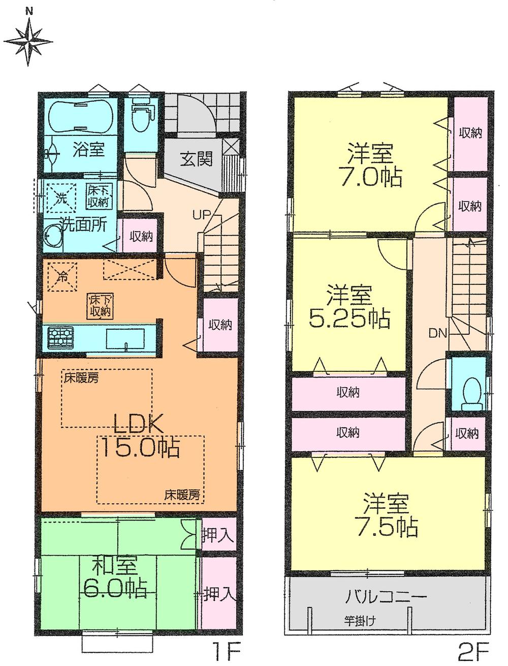 Floor plan. (1 Building), Price 37,900,000 yen, 4LDK, Land area 119.11 sq m , Building area 103.92 sq m