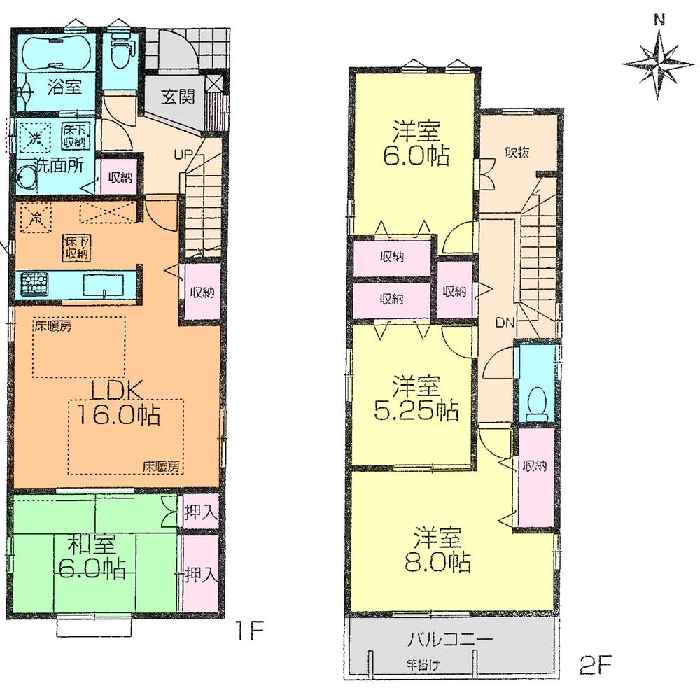 Floor plan. (Building 2), Price 37,900,000 yen, 4LDK, Land area 119.11 sq m , Building area 104.96 sq m
